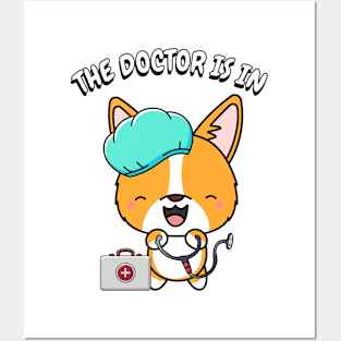 Cute orange dog is a doctor Posters and Art